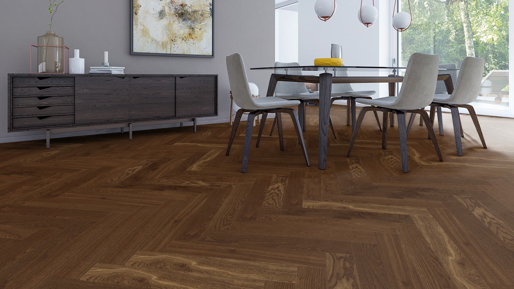 Weitzer Stab 750 | Oak Core Smoked Parquet | Maintenance Free ProActive Plus | Herringbone Strip