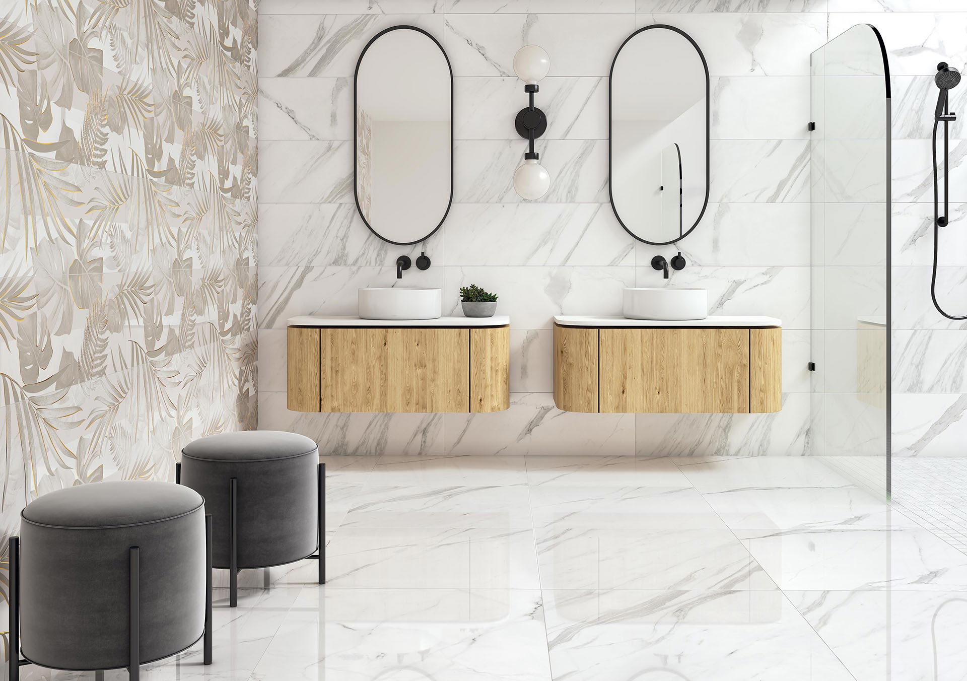 TAU Ceramica BARANELLO WALL Porcelain Wall Tile | Marble-Look Wall Tile Series | Large Plank & Panel Formats