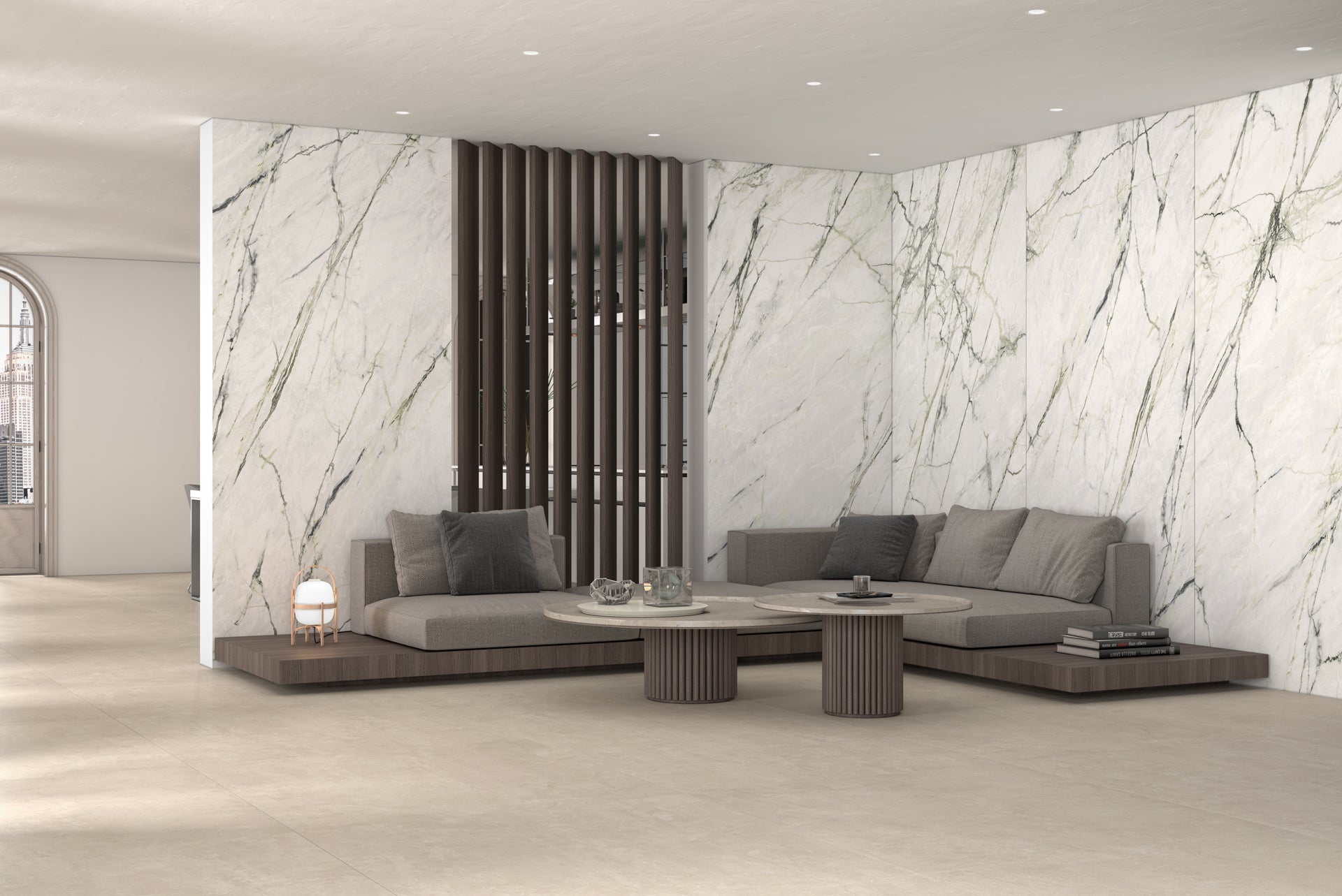 TAU Ceramica CALACATTA GREEN Porcelain Tile | Marble-Look Large-Format Slab | 120 x 260 / 120 x 280 cm