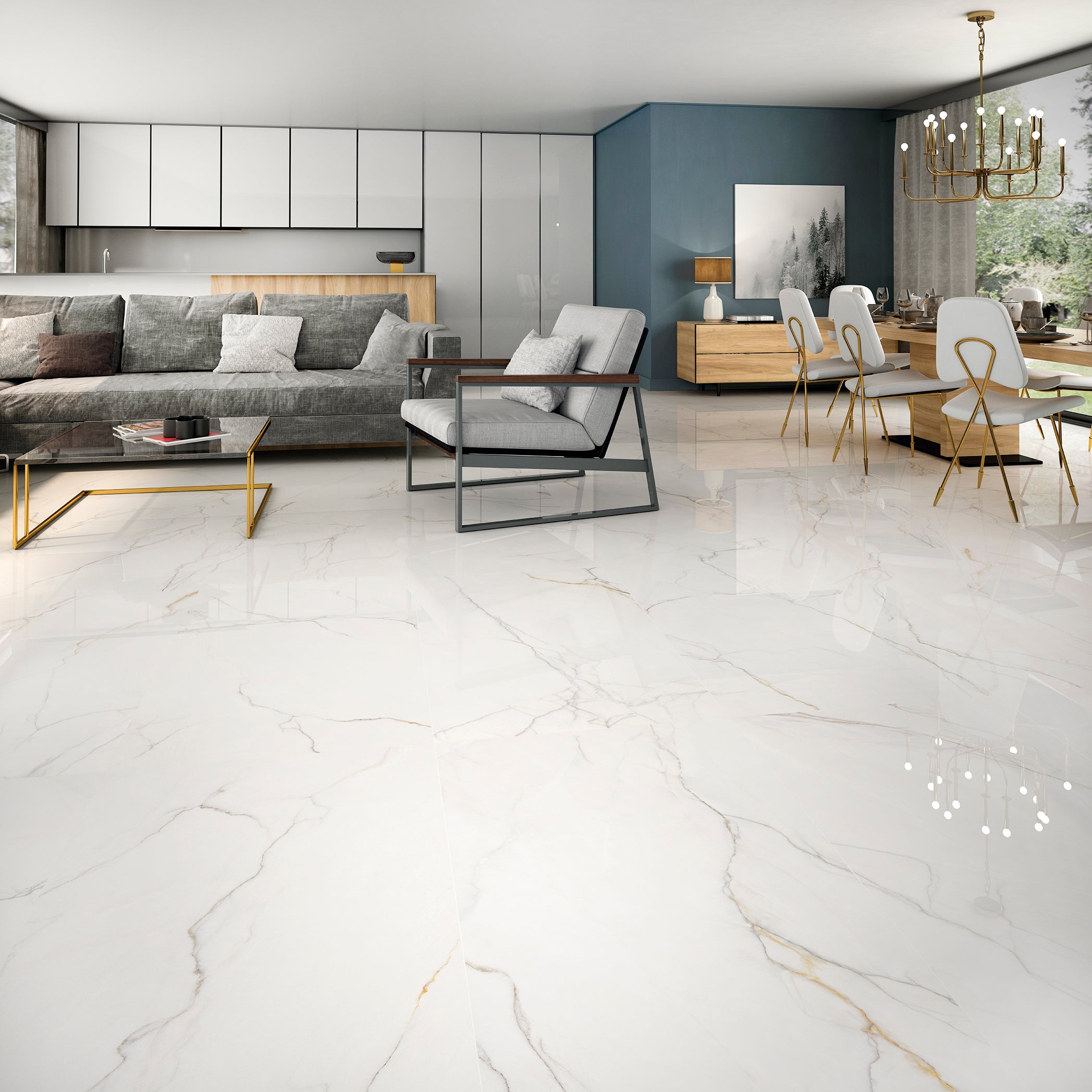 Calacata Brasil Polished Porcelain Tile Collection