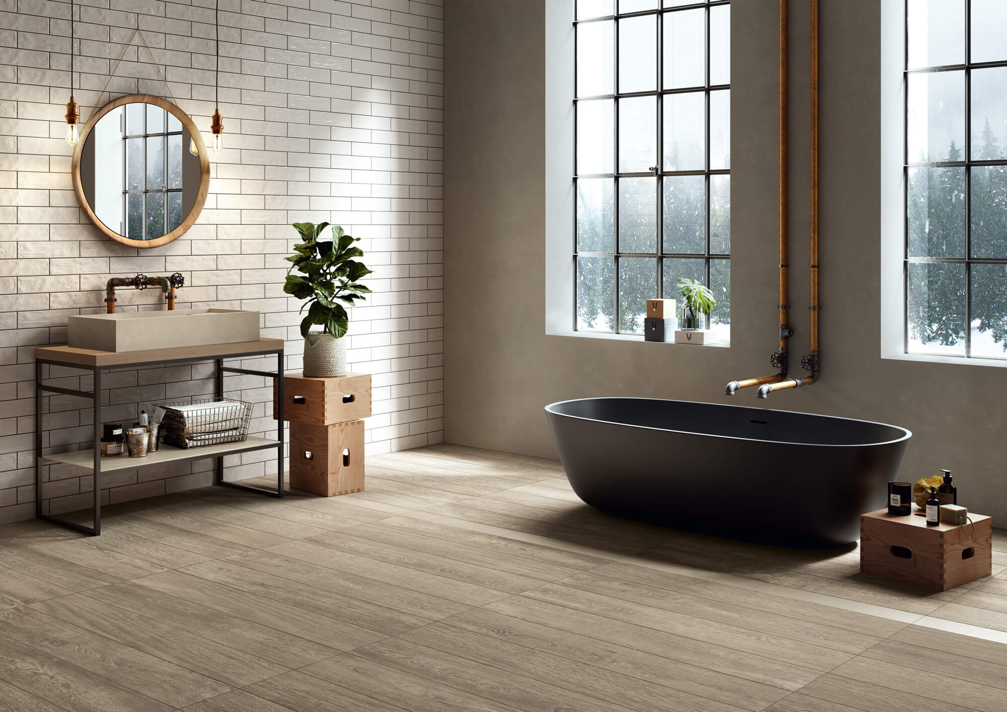 MEET Collection | Antiqued Wood-Look Porcelain Floor and Wall Tile