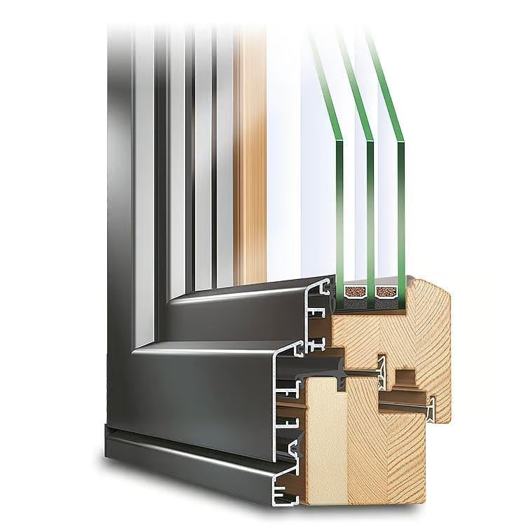 Eco IDEALU Classicline Wood-Aluminium Window System Hybrid Frame