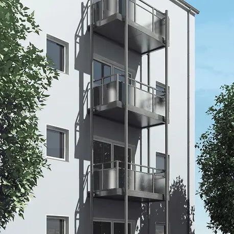 Schüco Built-on Balconies System | Stacked Design | Steel or Aluminum Floor Panels